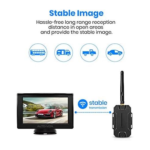  AUTO VOX M1 Reversing Camera with Monitor, IP68 Waterproof Car Camera for Parking, Parking Assistance Reversing Aid with Stable Signal Transmission, 4.3 Inch TFT LCD Rear View Scre