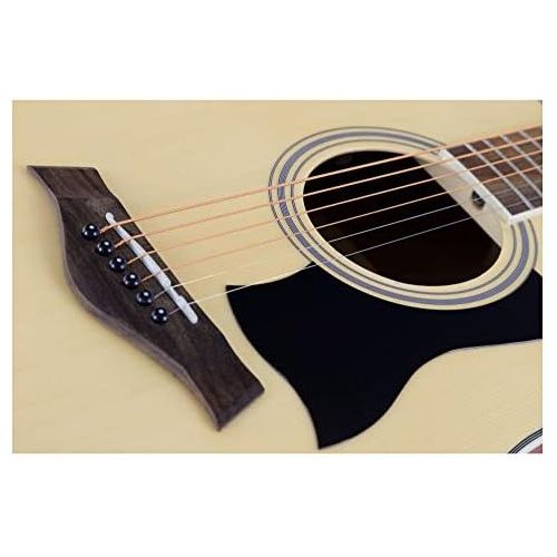  [아마존베스트]Classic Cantabile WS-20 NTEQ Dreadnought Western Guitar - Acoustic Guitar with Steel Strings - Guitar with Pickup and 3 Band Equaliser - Closed and Rubberised Chrome Machine Heads