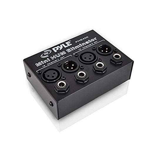  Pyle Compact Mini Hum Eliminator Box - 2 Channel Passive Ground Loop Isolator, Noise Filter, AC Buzz Destroyer, Hum Killer w/ 1/4 TRS Phone, XLR Input/Output, Uses 1:1 Isolation Transfo