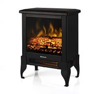 TURBRO Suburbs TS17 Compact Electric Fireplace Stove, Freestanding Stove Heater with Realistic Flame CSA Certified Overheating Safety Protection for Small Spaces 18 1400W