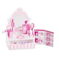 Melissa & Doug Wooden Beauty Salon Play Set - The Original (Vanity & Accessories, 18 Pieces, 15.5 H x 12 W x 6 L, Great Gift for Girls and Boys - Kids Toy Best for 3, 4, 5 Year Old