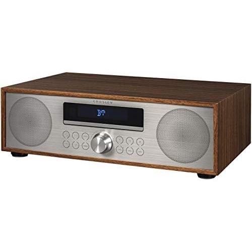 크로슬리 Crosley CR3501A-WA Fleetwood Bluetooth FM Clock Radio and CD Player, Walnut