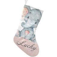 CUXWEOT Personalized Elephant Pink Christmas Stocking Customize Name Decor for Xmas Tree Fireplace Hanging Party 17.52 x 7.87 Inch