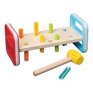 Hape Rainbow Pounder| Pounding Bench Wooden Toy with Hammer, Multicolor