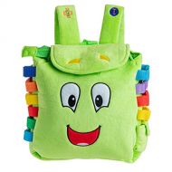Buckle Toys Buckle Toy - Buddy Activity Backpack - Educational Learning Toy with Zippered Pouch for Storage - Great Gift for Toddlers and Kids, Green - 11 x 8 inches