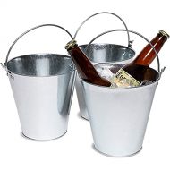 [아마존베스트]Juvale 3-Pack Galvanized Metal Ice Bucket Pails for Beer, Drinks, and Party Decorations, 7 Inches