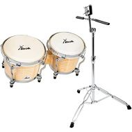 [아마존베스트]XDrum Bongo Pro Vintage Natural Set with Stand (6.5 Macho and 7.5 Hembra Wood Percussion Wood Bongo Natural Skin Drum with Chrome Tripod