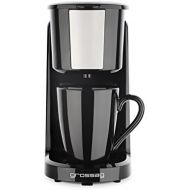 [아마존베스트]grossag Single Coffee Machine KA 8.17 Black Stainless Steel 1 Cup Coffee Machine 150 ml Permanent Filter 380 W