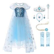 JerrisApparel Girl Princess Elsa Costume Sequin Mesh Party Dress with Sleeve