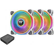 Thermaltake Riing Quad 120mm 16.8 Million RGB Color (Alexa, Razer Chroma) Software Enabled 4 Light Rings 54 Addressable LED 9 Blades Hydraulic Bearing White Case/Radiator Fan, 3 Pa