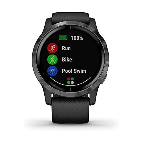 가민 Newest Garmin vivoactive 4 GPS Smartwatch, Lightweight,Waterproof, Phone-Free Music, Built-in Sports APPs, Smart Notifications, Advance Sleep Monitoring, Ghost Manta Silicon Brand