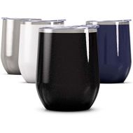 [아마존베스트]Maars Drinkware Maars Bev Steel Stemless Wine Glass Tumbler, 12 oz | Double Wall Vacuum Insulated - Black Glitter