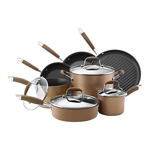  Anolon Advanced Nonstick Cookware Pots and Pans Set, 11 Piece, Bronze