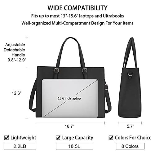  [아마존베스트]NUBILY Laptop Bag for Women Waterproof Lightweight Leather 15.6 Inch Computer Tote Bag Business Office Briefcase Large Capacity Handbag Shoulder Bag Professional Office Work Bag Black