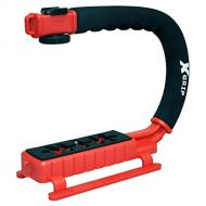 Opteka X-Grip Professional Camera/Camcorder Action Stabilizing Handle with Accessory Shoe for Flash, Mic, or Video Light (Red)