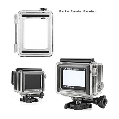  SOONSUN BacPac Backdoor Case Cover Kit for GoPro Hero 3+ Hero 4 Standard Housing Case (Standard BacPac + Skeleton BacPac + LCD Touch BacPac) - BacPac Backdoor