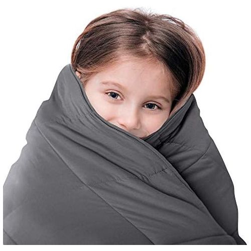  [아마존베스트]Luna Kids Weighted Blanket - Individual Use - 5 Lbs - 36x48 - Child Size Bed - 100% Oeko-Tex Cooling Cotton & Glass Beads - USA Designed - Heavy Cool Weight - Dark Grey