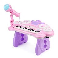 [아마존베스트]Reditmo 31 Keys Kids Piano Keyboard, Educational Toy Electronic Organ, with Microphone and Firmer Stool, for 18M+ 2-6 Year Old Children, Baby, Toddlers, Birthday, Pink