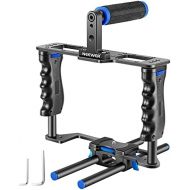 Neewer Aluminum Alloy Camera Video Cage Film Movie Making Kit, with Top Handle, Dual Hand Grip, Two 15mm Rods, Compatible with Canon, Sony, Fujifilm, and Nikon DSLR Camera and Camc