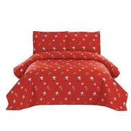 [아마존베스트]YC Christmas Quilt Set Red Santa Claus Coverlets Lightweight Lodge Bedspread Cartoon Kids Lollipop Snowflake Quilts for King Size 96x108 for Xmas Gifts