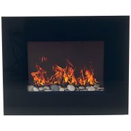 Electric Fireplace Heater - Black Flat Glass Panel Wall-Mounted Electric Fireplace With Remote by Northwest