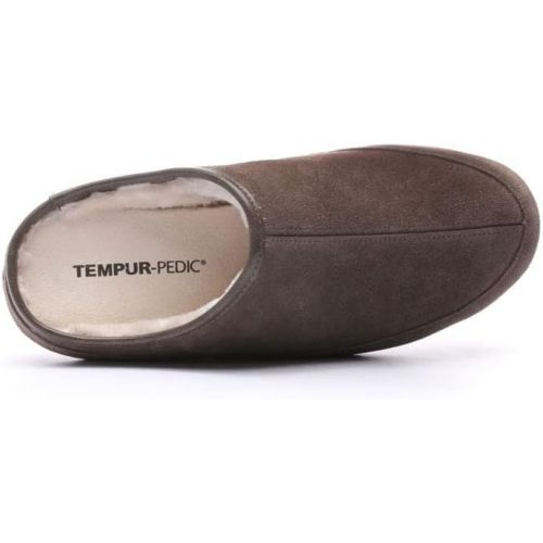 템퍼페딕 Tempur-Pedic Mens Shiloh Leather Loafer Slippers Brown 11 Extra Wide (EEE)