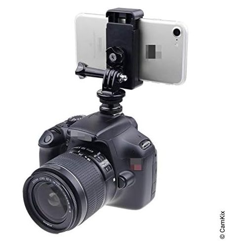  CamKix Blitzschuhadapter-Set - Befestigt Ihr Telefon oder Ihre GoPro Hero an der Blitzhalterung Ihrer Kamera - Zeichnen Sie Ihre Fotosession auf - Benutzen Sie Telefon-Apps fuer Bel
