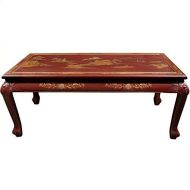 ORIENTAL FURNITURE Oriental Furniture Claw Foot Coffee Table - Red Landscape