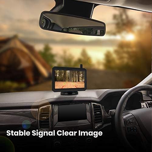  Auto Vox Solar Wireless Reversing Camera Set, 5 Minutes DIY Installation, with 5 Inch Monitor and Waterproof IP68, Night Vision, HD Backup Camera for Cars, Small and Medium Sized C