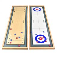 GoSports Shuffleboard and Curling 2 in 1 Table Top Board Game with 8 Rollers - Great for Family Fun