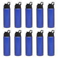 DISCOUNT PROMOS Aluminum Water Bottles with Snap Lids 20 oz. Set of 10, Bulk Pack - Reusable, Great for Gym, Hiking, Cycling, For School - Blue