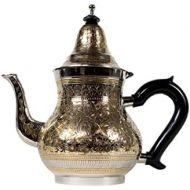 Marrakesch Orient & Mediterran Interior  Orientalische grosse Teekanne Kanne Baha XL Goldfarbig / silberfarbig - 1400ml