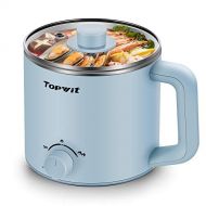 [아마존베스트]Topwit Electric Hot Pot, Mini Ramen Cooker, 1.6L Noodles Pot, Multifunctional Electric Cooker for Pasta, Shabu-Shabu, Oatmeal, Soup and Egg with Over-Heating Protection, Boil Dry P