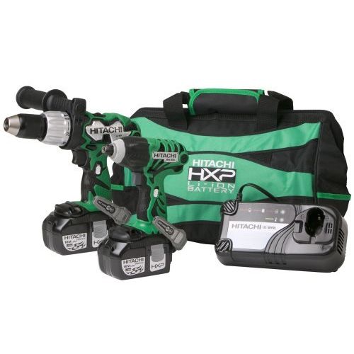  Factory-Reconditioned: Hitachi KC18DDL 18-Volt Li-Ion Impact Driver and Drill Combo Kit