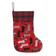 chegna Red Dogs Dachshund Christmas Stockings- 15.7 Inch Christmas Stockings Fireplace Hanging Stockings for Family Christmas Decoration Holiday Season Party Decor