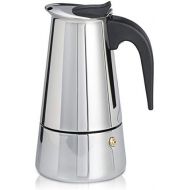 Xavax Espressokocher (fuer Induktion Herd, 6 Tassen, Kaffeekocher Edelstahl, Mokkakocher zur Zubereitung aromatischen Kaffees, Kaffeezubereiter, spuelmaschinenfest) silber