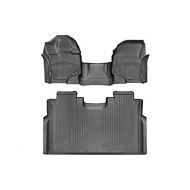 Dee 2015-2017 Ford F-150-Weathertech Floor Liners-Full Set (Includes 1st and 2nd Row-Over the Hump)-SuperCrew-Fits with 1st Row Bench-Black