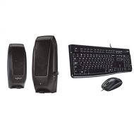 Logitech S120 2.0 Stereo Speakers & Desktop MK120 Durable, Comfortable, USB Mouse and Keyboard Combo