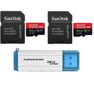 SanDisk 64GB Micro SDXC Extreme Pro Memory Card (Two Pack) Works with GoPro Hero 7 Black, Silver, Hero7 White UHS-1 U3 A2 Bundle with (1) Everything But Stromboli 3.0 Micro/SD Card