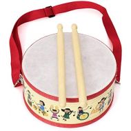 [아마존베스트]FREAHAP R Kids Drum Wood Toy Drum Set with Carry Strap Stick for Kids Toddlers Gift Red 8x4in