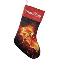 customjoy Burning Wings Fiery Dragon Personalized Christmas Stocking with Name Xmas Tree Fireplace Hanging Decoration Gift 17.52.7.87 Inch