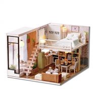 Smith13Store Dollhouse Miniature DIY Kit with Cover Wood Toy Doll House Cottage W/LED Lights