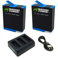 Wasabi Power HERO10, HERO9 Battery (2-Pack) and USB Triple Charger, High-Speed 3-Channel Charger Compatible with GoPro Hero 10 Black, Hero 9 Black