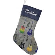 NZOOHY Vintage Music Guitar Christmas Stocking Custom Sock, Fireplace Hanging Stockings with Name Family Holiday Party Decor