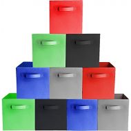 Prorighty [10-Pack, 5 Colors] Storage Bins, Containers, Boxes, Tote, Baskets| Collapsible Storage Cubes for Household Organization | Fresh Durable Fabric & Cardboard (Red,Black,Blu
