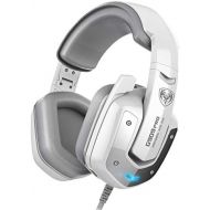 SOMIC G909PRO Gaming Headset,7.1 Virtual Surround Sound USB Over Ear Bass Headphone for PS4,PC with Mic,Volume Control,LED(White)