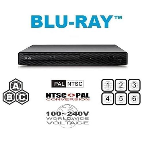  [무료배송] 2일배송/LG BP-350 Region Free Blu-ray Player, Multi Region Smart WiFi 110-240 Volts, 6FT HDMI Cable & Dynastar Plug Adapter Bundle Package