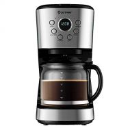 ARLIME 12-Cup Programmable Coffee Maker, 900W Drip Coffee Maker Pot W/LED Display, Brew Strength Control, Anti-Drip System, Warming Plate & Glass Carafe, Keep Warm 2-Hour Brew Coff