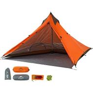 Tentock 4 Season Outdoor Double Layer Ultralight 1 Person Pyramid Tent for Camping Hiking Climbing