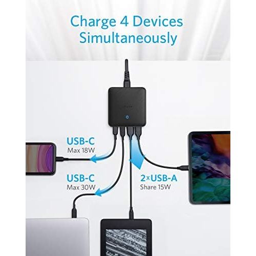 앤커 [아마존베스트]Anker PowerPort Atom III Slim Wall Charger Dual USB-C Ports (45W Max), 63W 4 Port PIQ 3.0 & GaN for USB C Laptops, iPad Pro, iPhone, Galaxy, Pixel